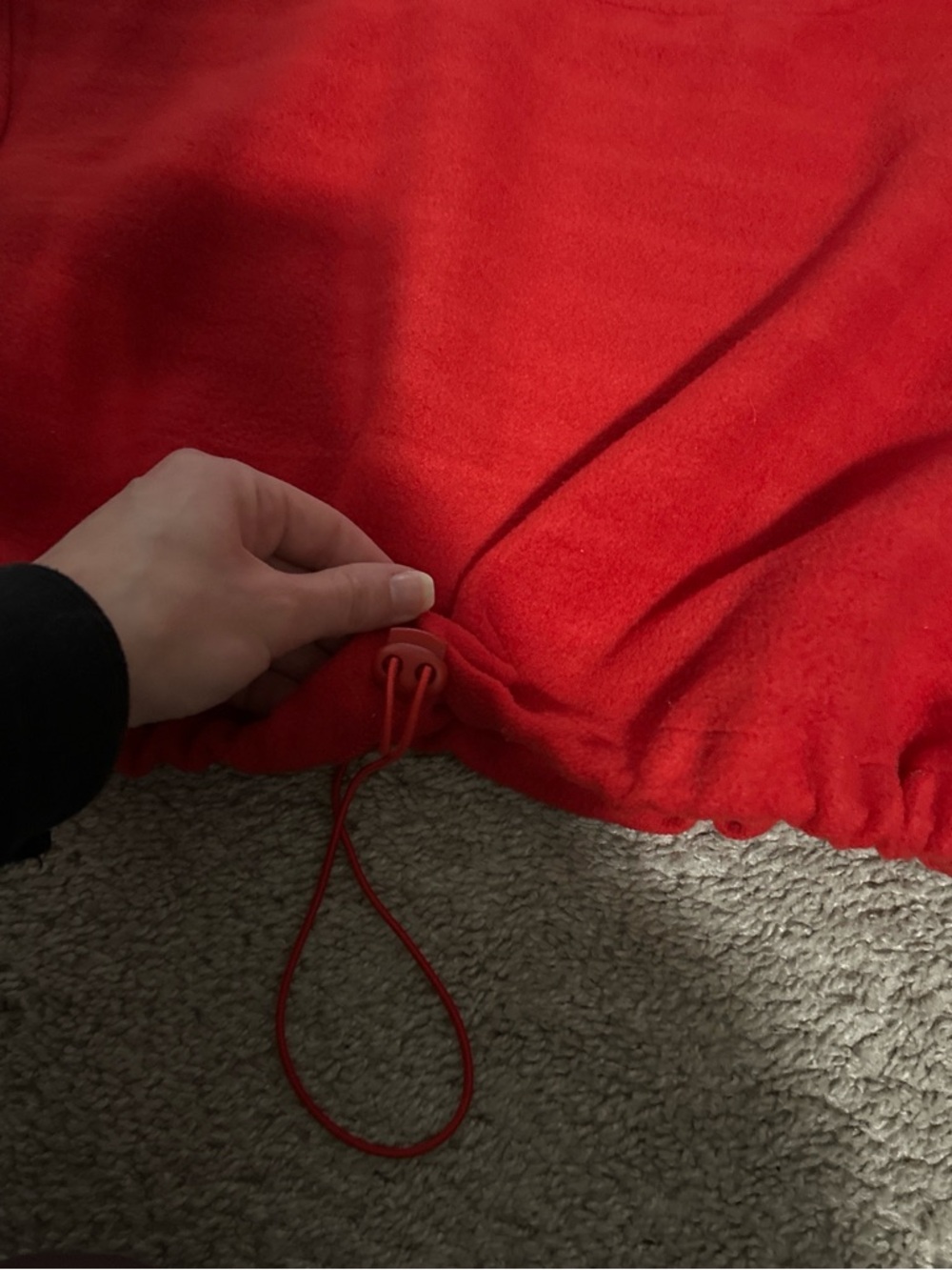 Red Cropped Sweatshirt with Ribbed Hem - Picture 4 of 4